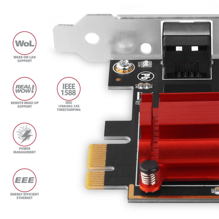 Imagine PCI Express cu 1 x RJ45 2.5GB, Axagon PCEE-G25