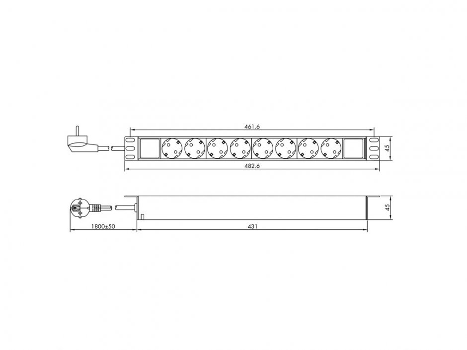 Imagine Prelungitor PDU 19" cu 8 x Schuko 3m, Value 19.99.1636