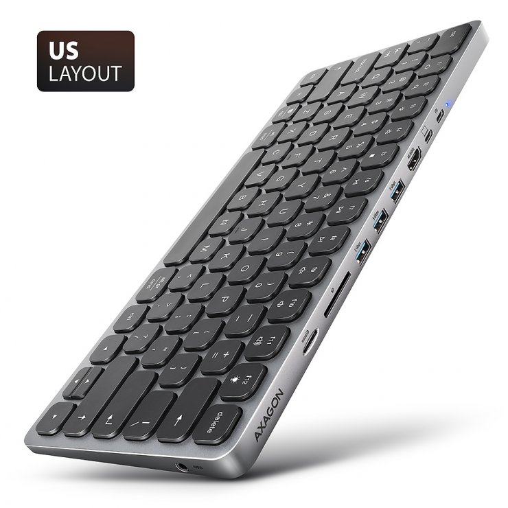 Imagine Tastatura + 3 x USB-A + HDMI 4K60Hz + slot SD/microSD + PD 100W, Axagon HMC-KB-US