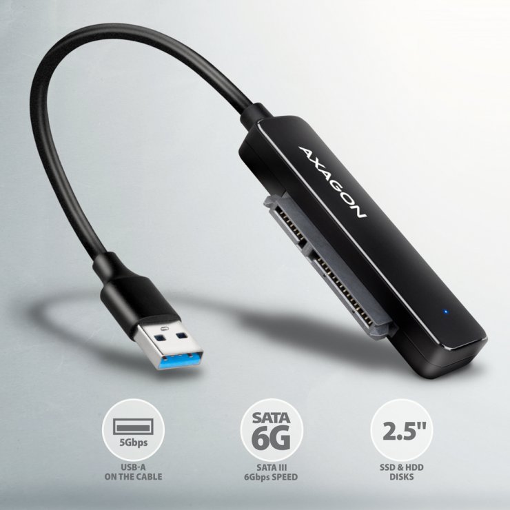 Imagine Adaptor USB 3.2 Gen1-A la HDD/SSD 2.5", Axagon ADSA-FP2A