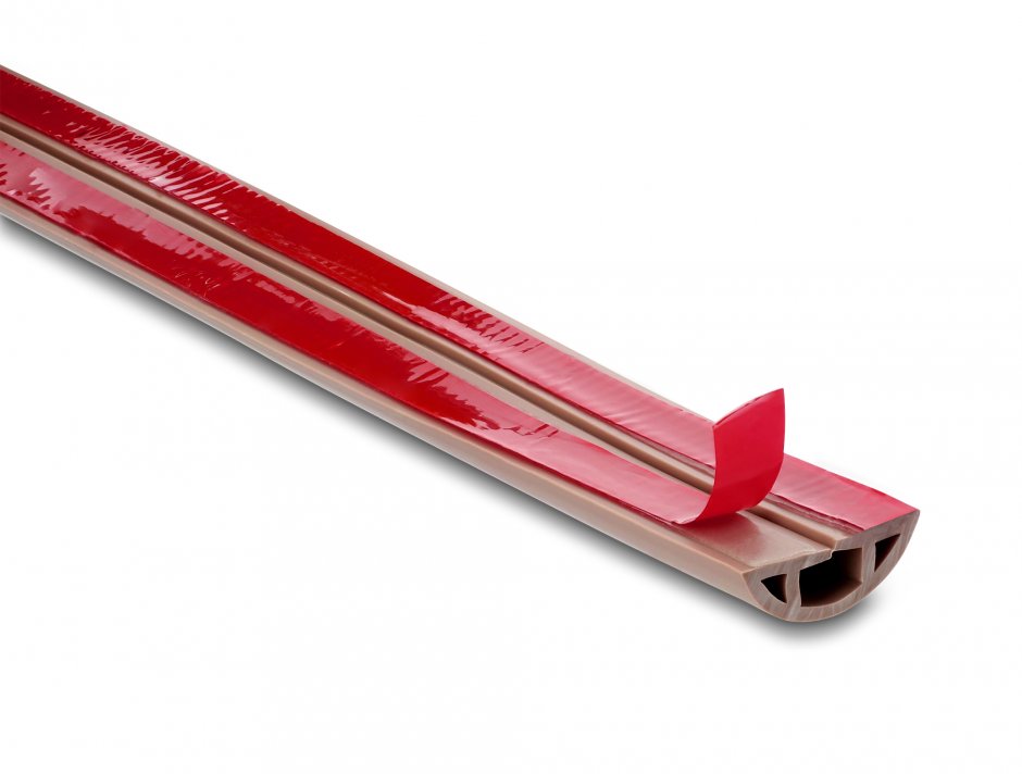 Imagine Canal cablu flexibil PVC cu adeziv 30x10 mm - lungime 2m Maro, Delock 20763