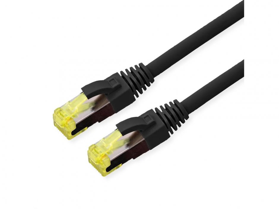 Imagine Cablu de retea RJ45 exterior S/FTP cat.6A TPE LSOH 0.15m Negru, Roline 21.15.0748