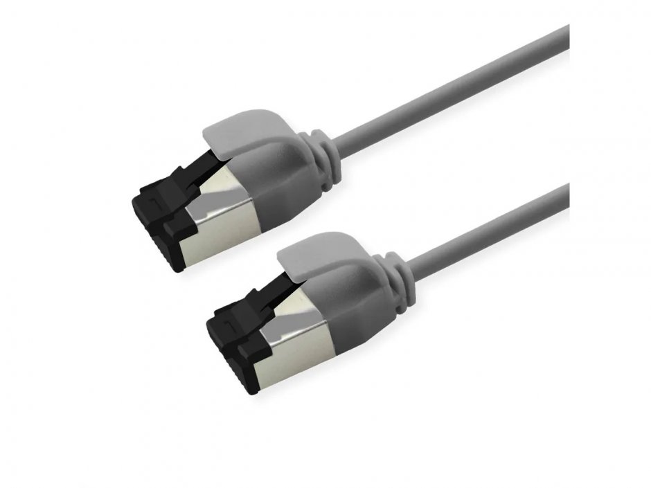 Imagine Cablu de retea RJ45 Slim U/FTP Cat. 8.1 (Class I) LSOH 0.15m Gri, Roline 21.15.3210