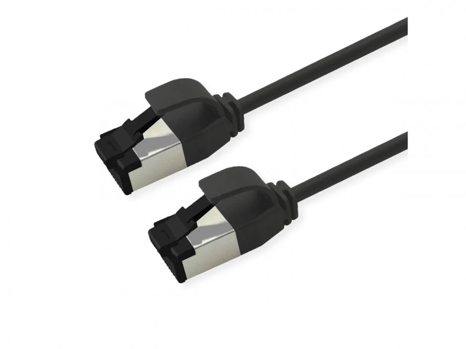 Imagine Cablu de retea RJ45 Slim U/FTP Cat. 8.1 (Class I) LSOH 0.3m Negru, Roline 21.15.3261