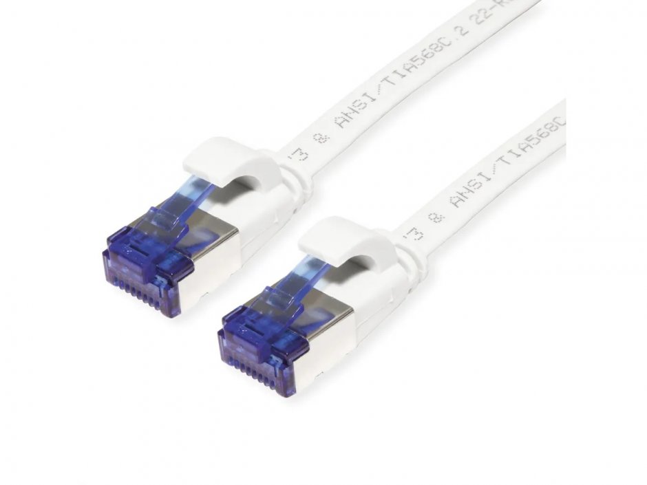 Imagine Cablu de retea RJ45 extra flat FTP cat.6A 3m Alb, Value 21.99.2163