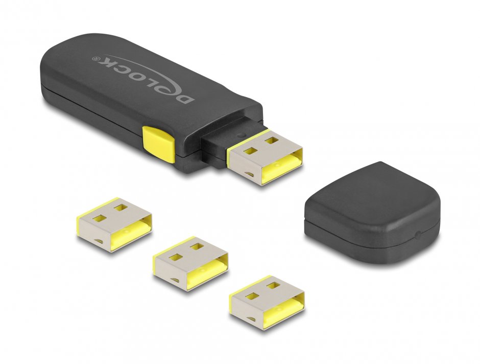Imagine Set 4 buc USB-A port blocker + cheie, Delock 22031