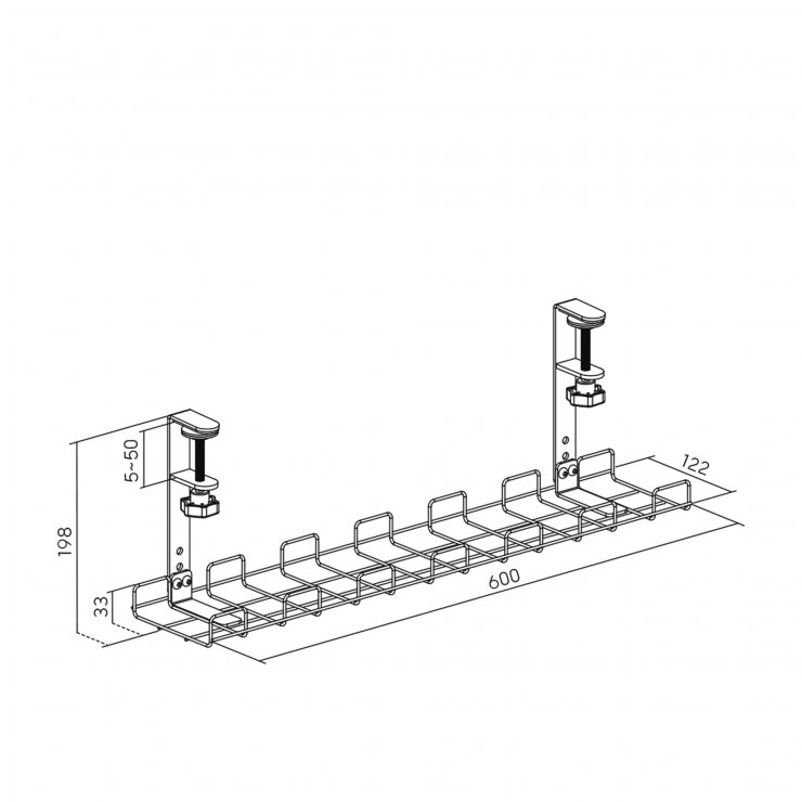 Imagine Organizator cabluri sub birou 0.6m Alb, InLine IL23190H