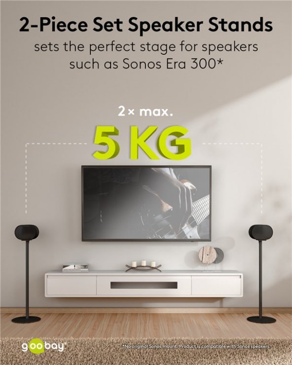 Imagine Set 2 buc suport podea pentru boxe Sonos Era 300 Negru, Goobay G71195