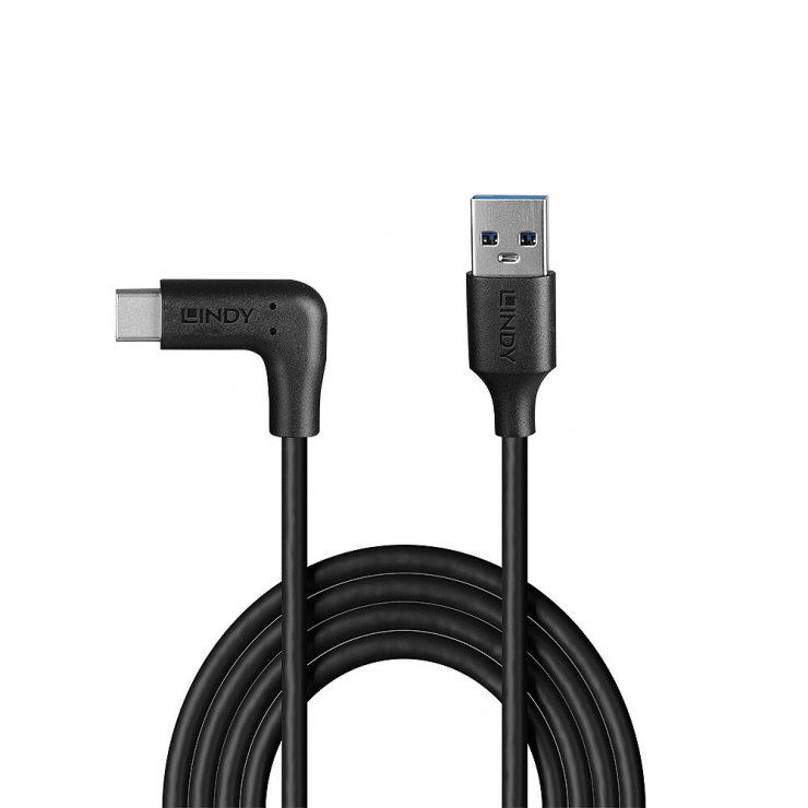 Imagine Cablu USB 3.2-A la USB type C drept/unghi 90 grade 0.5m, Lindy L32012