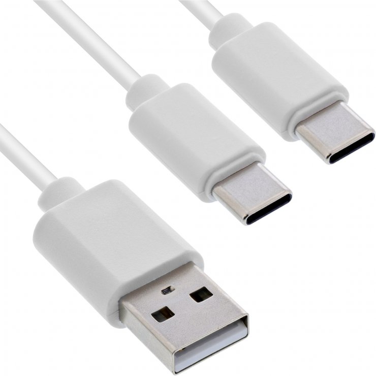 Imagine Cablu de alimentare USB-A la 2 x USB type C T-T 2m Alb, InLine IL35122W
