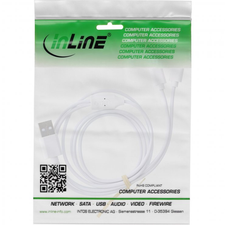 Imagine Cablu de alimentare USB-A la 2 x USB type C T-T 1m Alb, InLine IL35121W