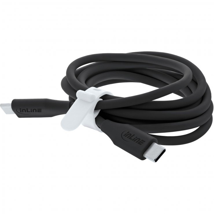 Imagine Cablu USB 2.0 type C fast charging silicon 100W Negru 2m, InLine IL35892