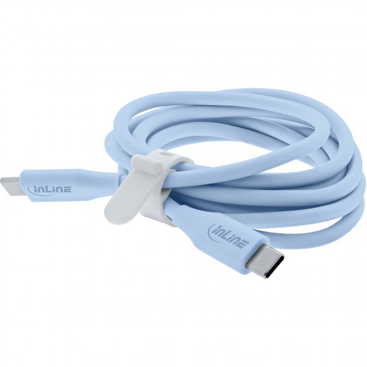 Imagine Cablu USB 2.0 type C fast charging silicon 100W Blue 2m, InLine IL35892B