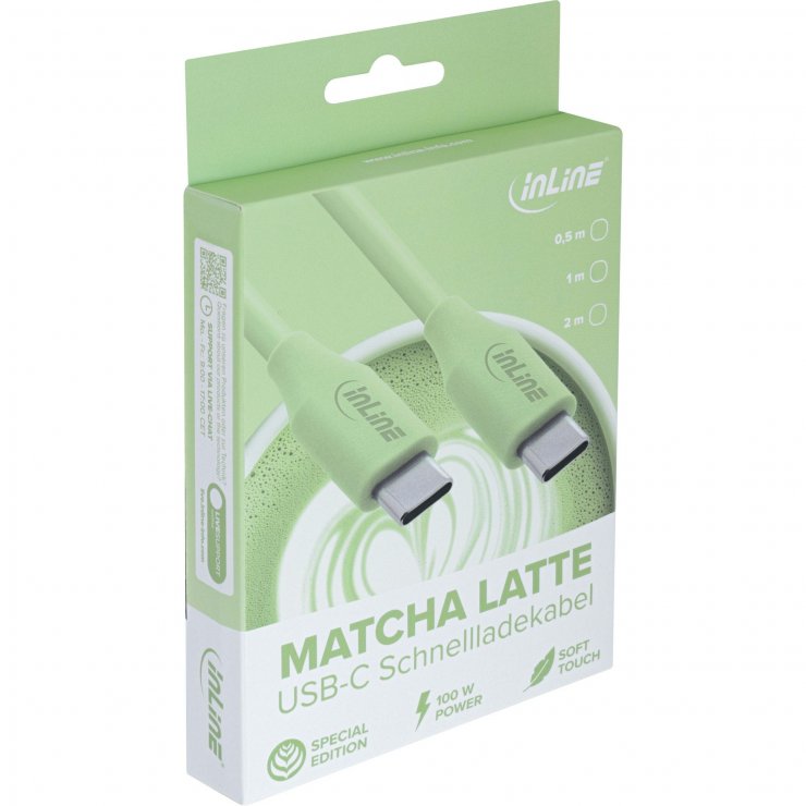 Imagine Cablu USB 2.0 type C fast charging silicon 100W Verde 2m, InLine IL35892G