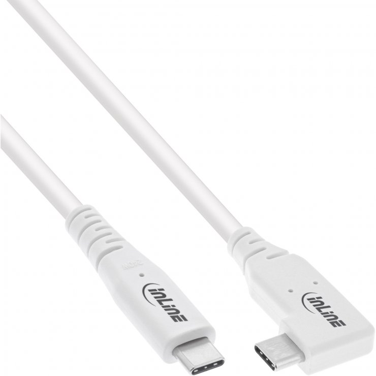 Imagine Cablu USB 4 type C drept/unghi 90 grade 240W/8K60Hz T-T 1.5m Alb, InLine IL35914W