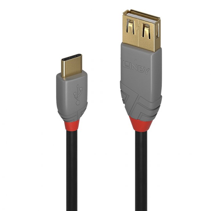 Imagine Cablu USB 2.0 type C la USB-A T-M 0.15m Anthra Line, Lindy L36897