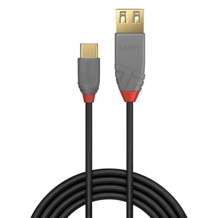 Imagine Cablu USB 2.0 type C la USB-A T-M 0.15m Anthra Line, Lindy L36897*