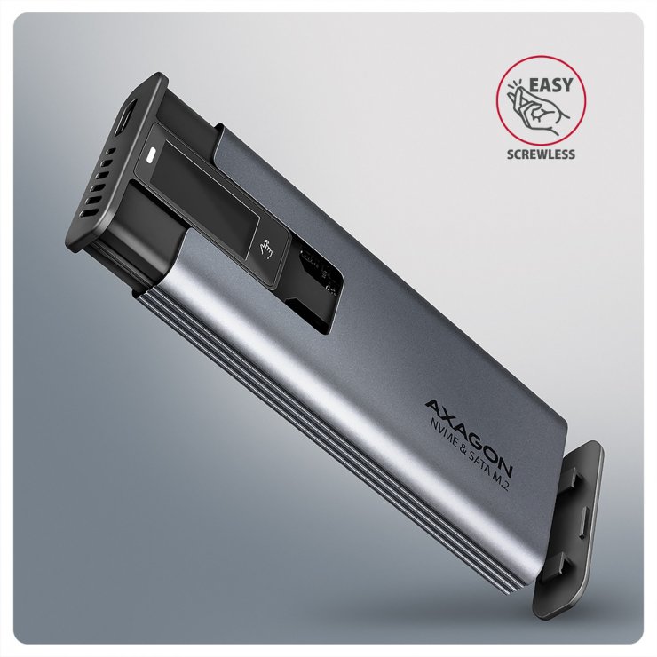Imagine Rack extern USB type C 10Gbps la M.2 NVMe & SATA SSD, Axagon EEM2-SD2