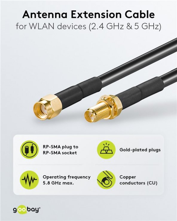 Imagine Cablu antena coaxial WLAN SMA t-M 10m, Goobay G51679