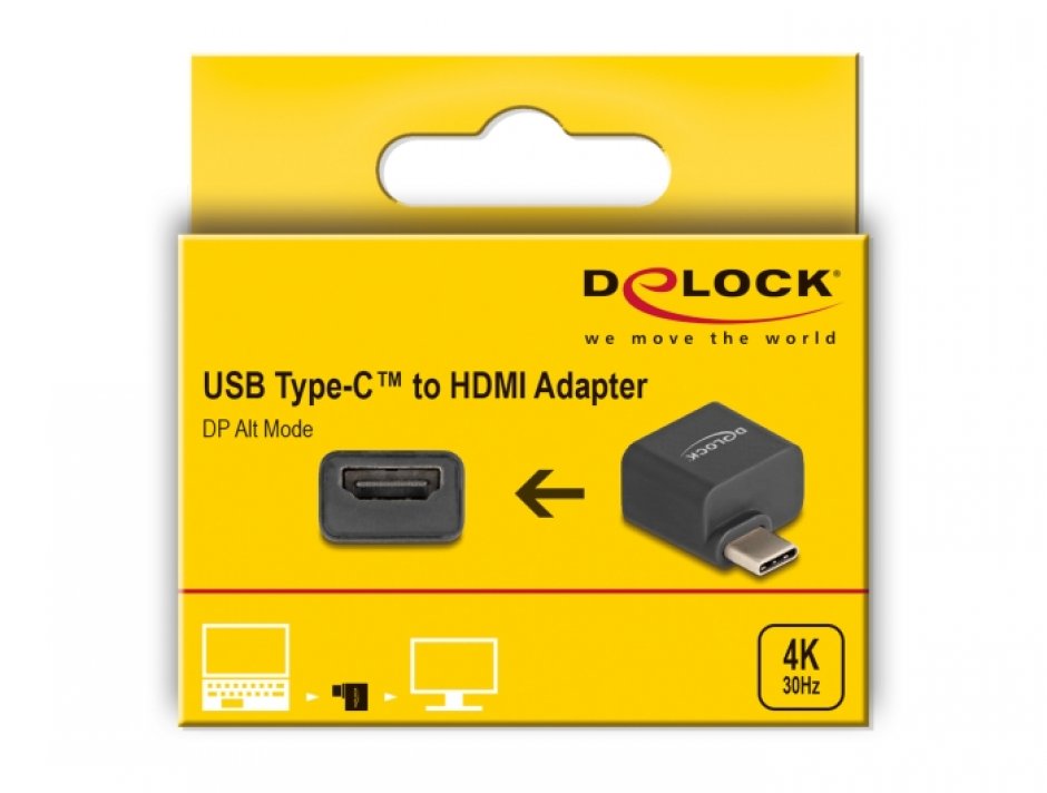 Imagine Adaptor USB type C la HDMI 4K30Hz (DP Alt Mode) T-M, Delock 64256