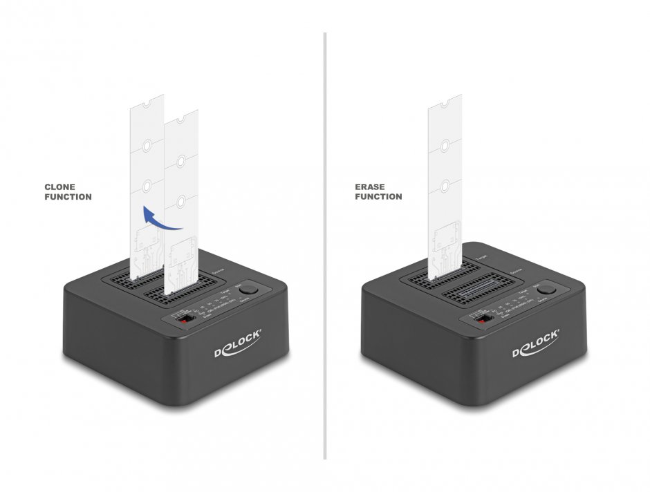 Imagine Docking station pentru 2 x M.2 NVMe PCIe SSD cu functie de Clona/Erase, Delock 64300