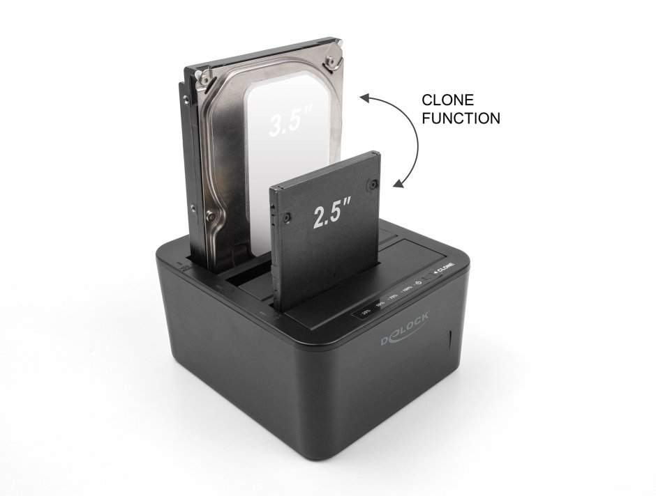 Imagine Docking station 3 x SATA HDD/SSD cu 1:2 cu functie de Clona, Delock 64332