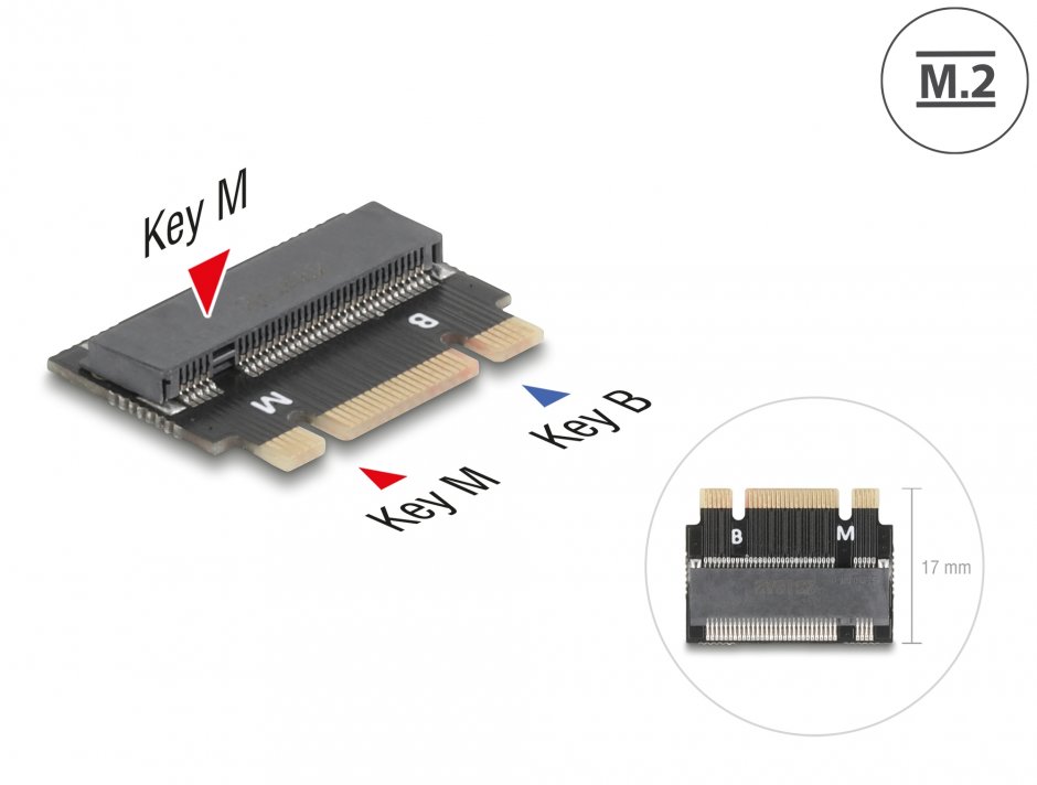 Imagine Extensie M.2 Key B+M la M.2 Key M, Delock 64342