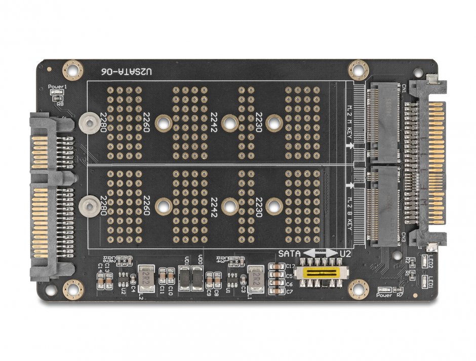 Imagine Convertor M.2 Key M NVMe SSD la U.2 si M.2 Key B SATA SSD la SATA, Delock 64354