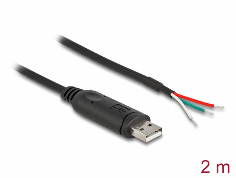 Imagine Cablu USB 2.0-A la Serial RS-485 cu 3 x fire deschise 2m, Delock 63509