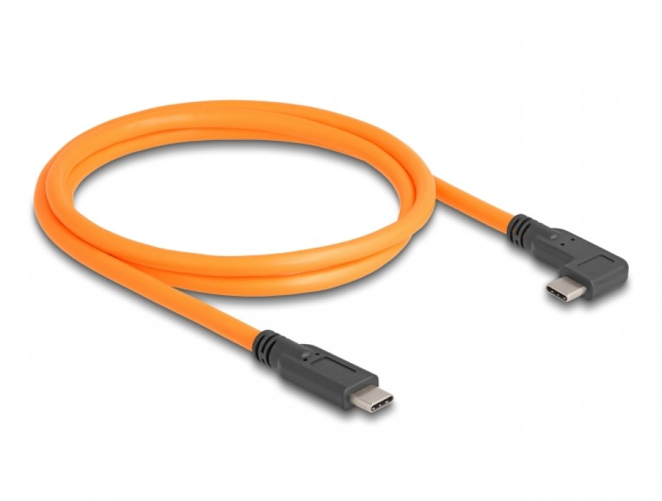 Imagine Cablu USB 3.1 type C pentru tethered shooting drept/unghi T-T 1m Orange, Delock 87961