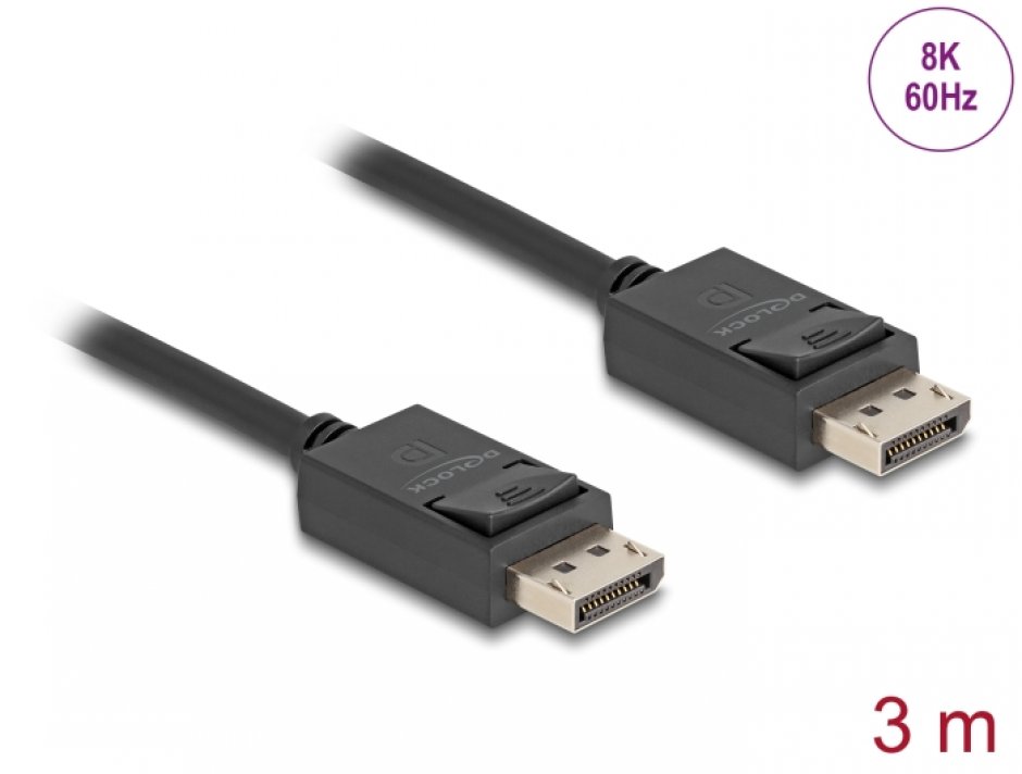 Imagine Cablu Displayport 16K30Hz/8K60Hz/4K120Hz T-T 3m, Delock 80494