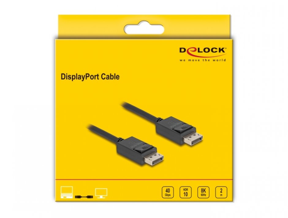 Imagine Cablu Displayport 16K30Hz/8K60Hz/4K120Hz T-T 2m, Delock 80493