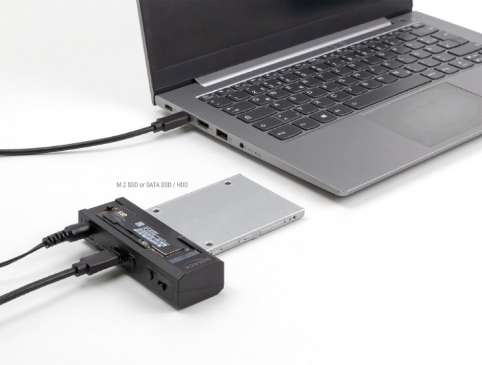 Imagine Convertor USB type C la SSD M.2 NVMe sau SATA, Delock 64253
