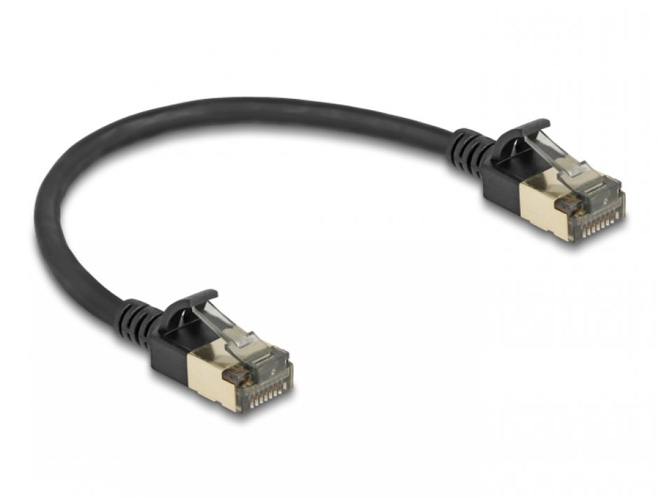 Imagine Cablu de retea RJ45 Cat.8.1 FTP Slim Pro 0.25m Negru, Delock 80337