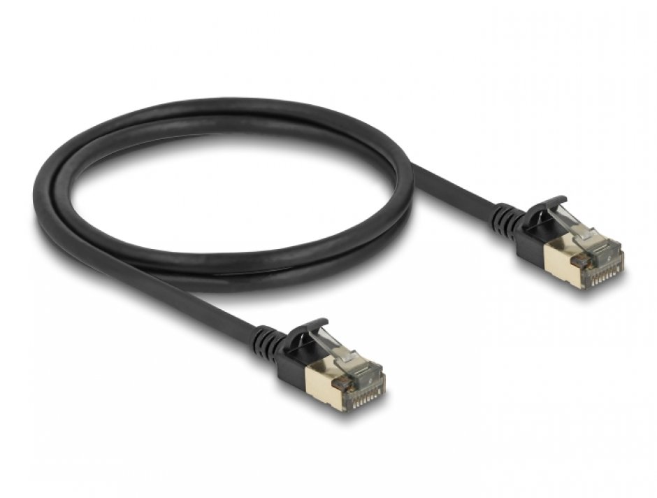 Imagine Cablu de retea RJ45 Cat.8.1 FTP Slim Pro 2m Negru, Delock 80340