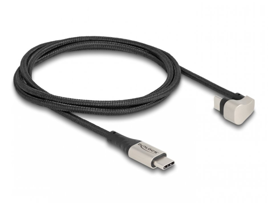Imagine Cablu USB 2.0 type C la USB type C unghi 180 grade PD 60W 1m, Delock 88159