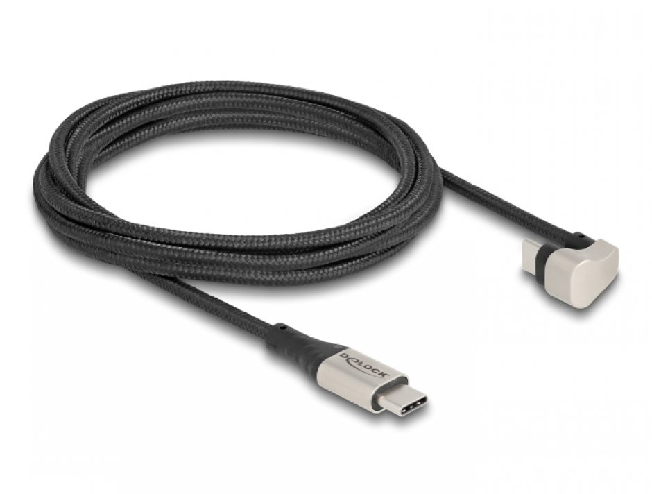Imagine Cablu USB 2.0 type C la USB type C unghi 180 grade PD 60W 2m, Delock 88160