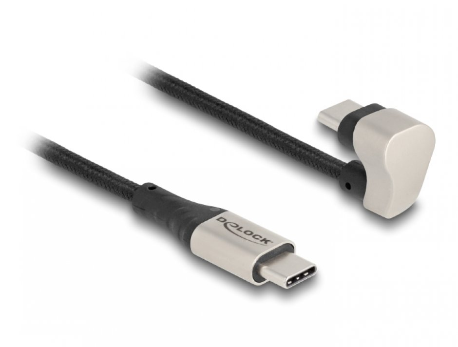 Imagine Cablu USB 2.0 type C la USB type C unghi 180 grade PD 60W 1m, Delock 88159