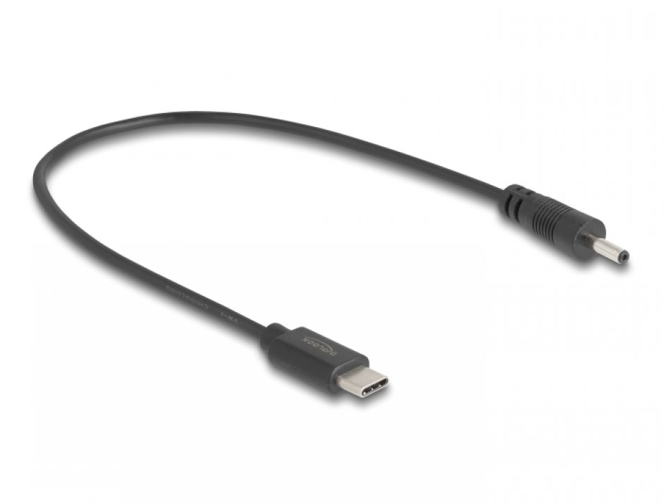 Imagine Cablu de alimentare USB type C la DC 3.0 x 1.1mm T-T 27cm, Delock 85403