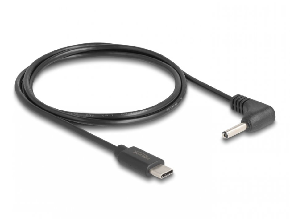 Imagine Cablu de alimentare USB type C la DC 3.5 x 1.35mm unghi T-T 1.5m, Delock 85393