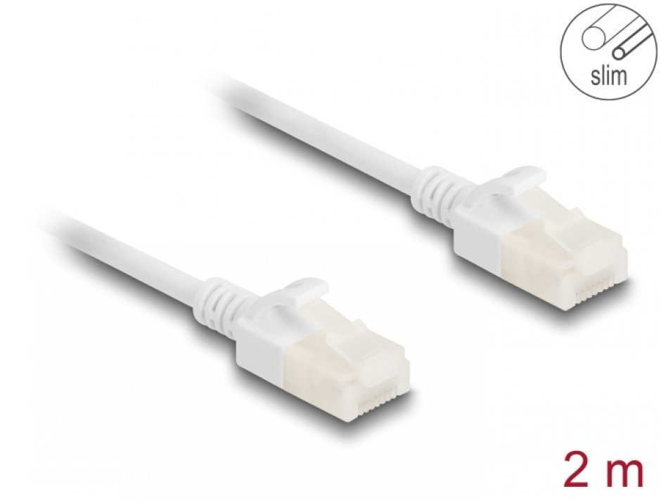 Imagine Cablu de retea RJ45 Cat.6A UTP pentru uz industrial Slim 2m Alb, Delock 80360