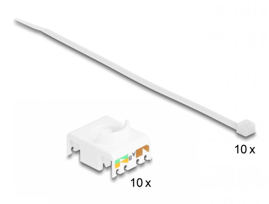 Imagine Set 10 buc modul keystone RJ45 LSA Cat.6A toolfree Negru, Delock 88118