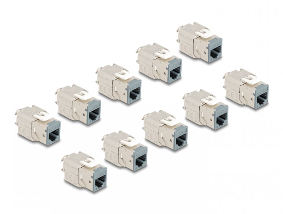 Imagine Set 10 buc modul keystone RJ45 LSA Cat.6A toolfree Gri, Delock 88120