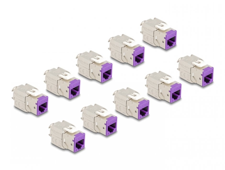 Imagine Set 10 buc modul keystone RJ45 LSA Cat.6A toolfree Violet, Delock 88121