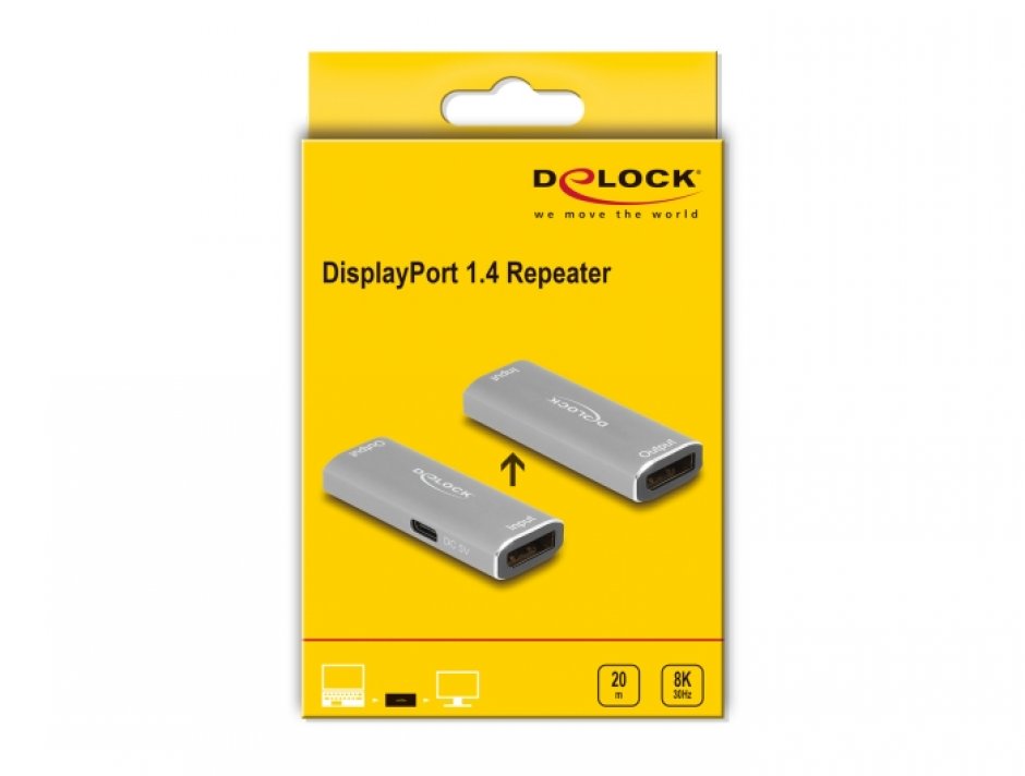 Imagine Repeater Displayport 8K30Hz/4K144Hz max. 20m, Delock 11504