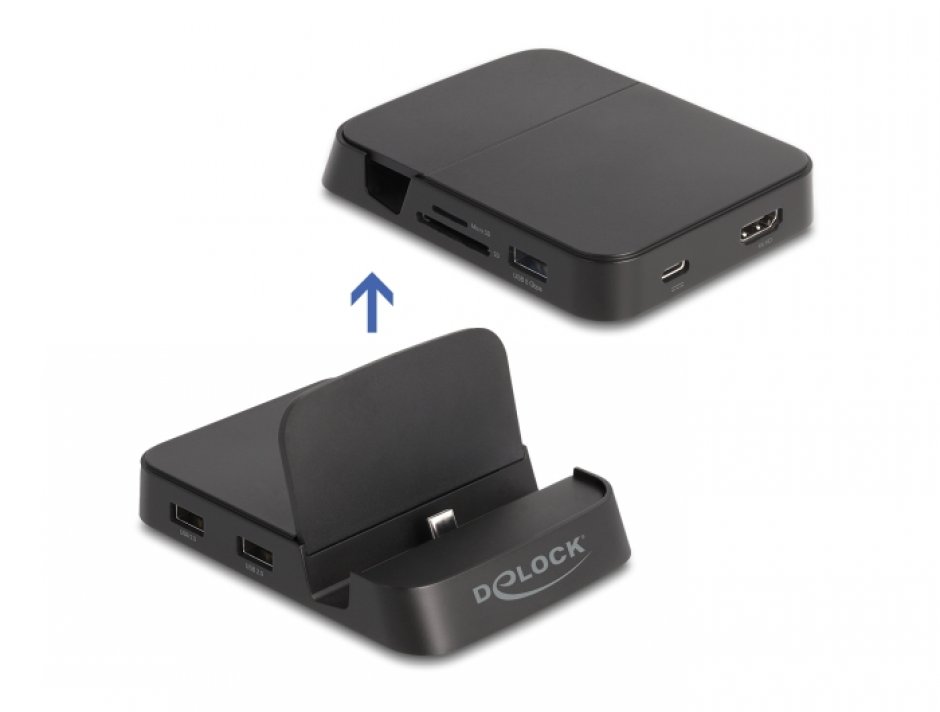 Imagine Docking station USB type C la HDMI / USB / Hub / SD / Micro SD, Delock 88018