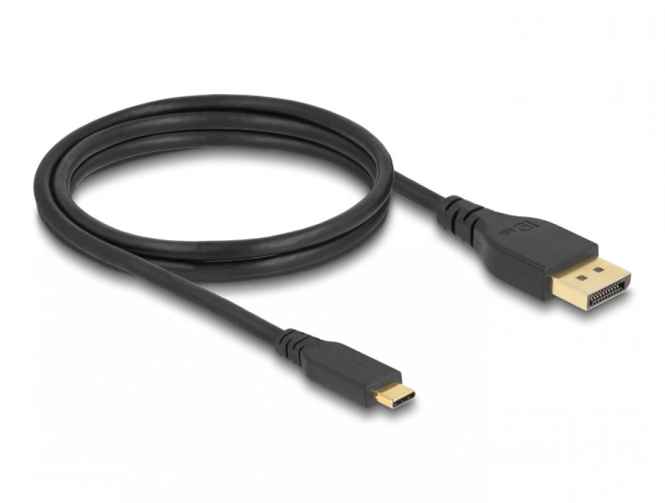 Imagine Cablu bidirectional USB Type-C la DisplayPort (DP Alt Mode) 8K60Hz/4K240Hz 1.5m (DP 8K certificat), Delock 86040