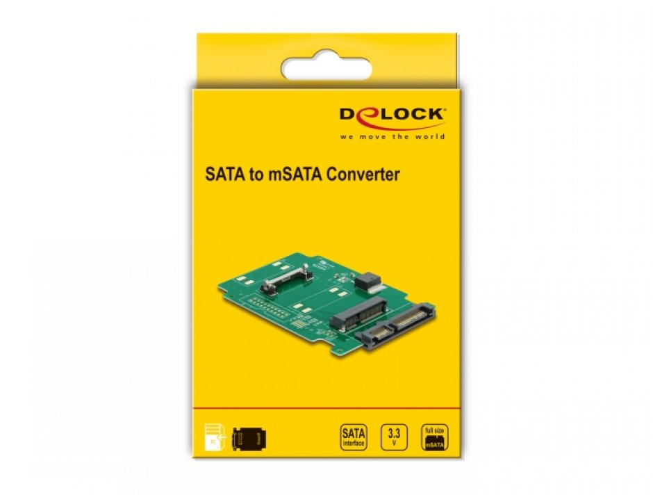 Imagine Convertor SATA 22 pini la mSATA, Delock 61881