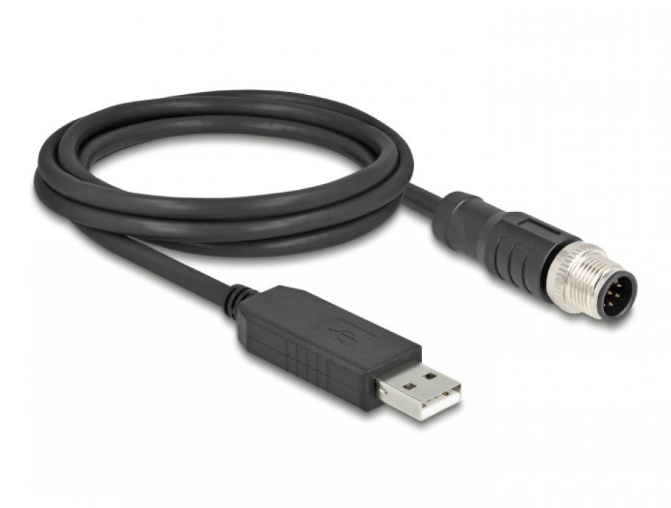 Imagine Cablu USB-A la M12 RS-232 A-coded 8 pini FTDI 1.8m, Delock 64257