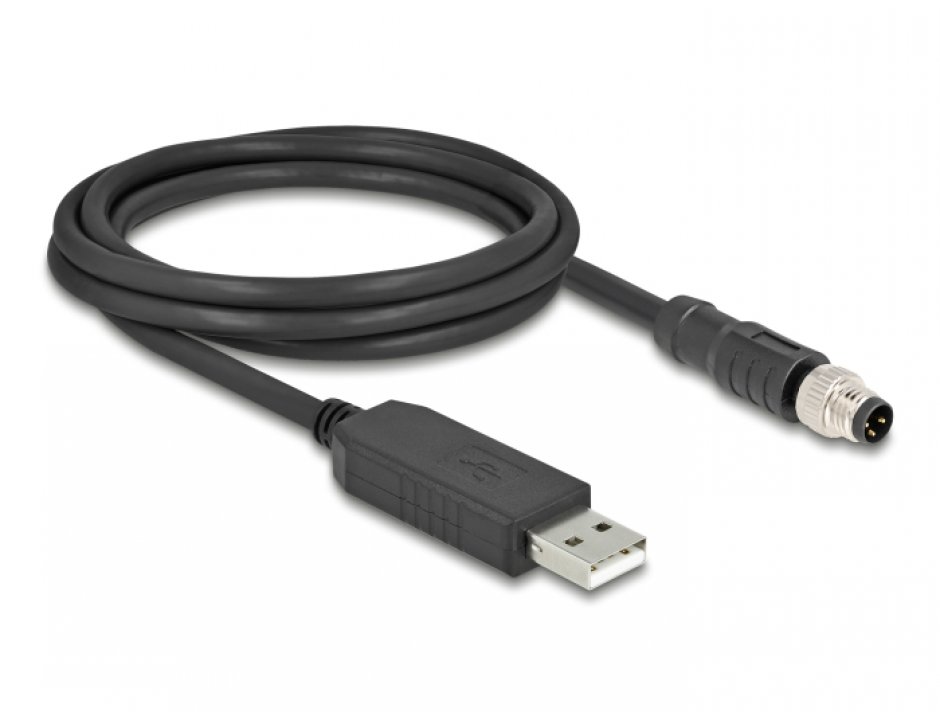 Imagine Cablu USB-A la M8 RS-232 A-coded 3 pini FTDI 1.8m, Delock 64258